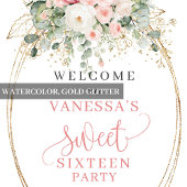 Minimal Blush and Gold 16th Birthday Welcome Poster