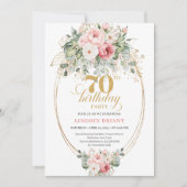 Minimal Blush and Gold 70th Birthday Invitation Einladung (Vorderseite)