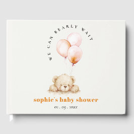 Minimal Blush Bearly Wait Balloon Baby Dusche Gästebuch