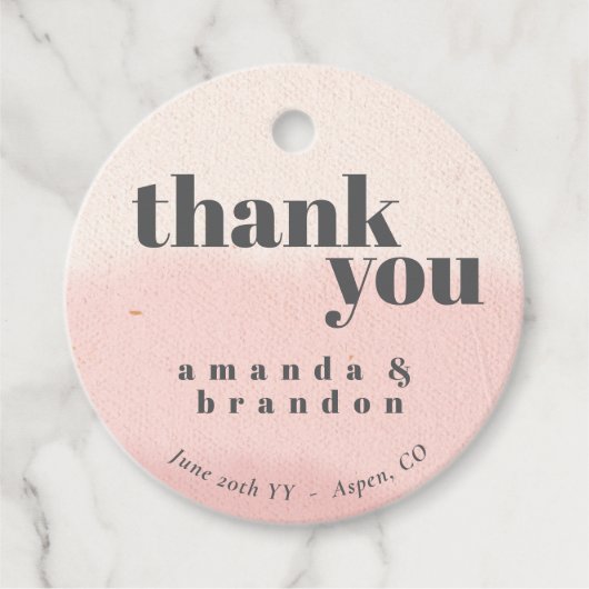 Minimal Blush Bloom Bold Script Hochzeit Vielen Da Geschenkanhänger (Vorderseite)