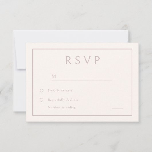 Minimal Blush Elegante Moderne Hochzeit RSVP Karte (Vorderseite)