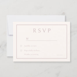 Minimal Blush Elegante Moderne Hochzeit RSVP Karte