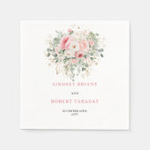 Minimal Blush Floral Greenery Gold Wedding Napkins Serviette (Vorderseite)