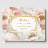 Minimal Blush Gold Watercolor Wedding Guest Book Gästebuch (Vorderseite)