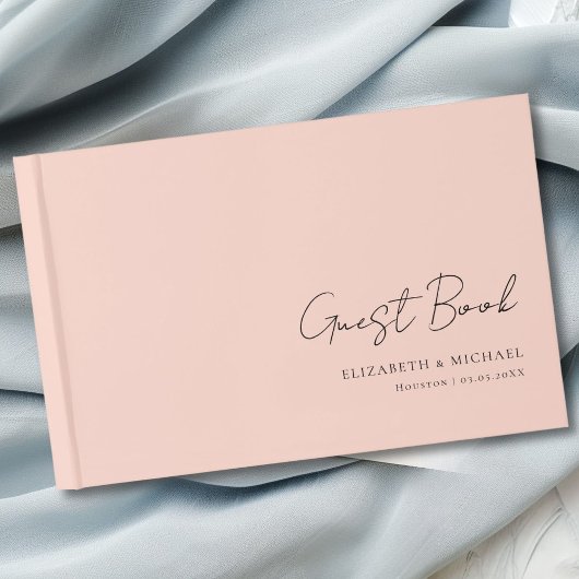 Minimal, Blush Handwriting-Skript Hochzeit Gästebuch