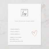 Minimal Blush Heart Kraft Business Service Logo Flyer (Vorne)