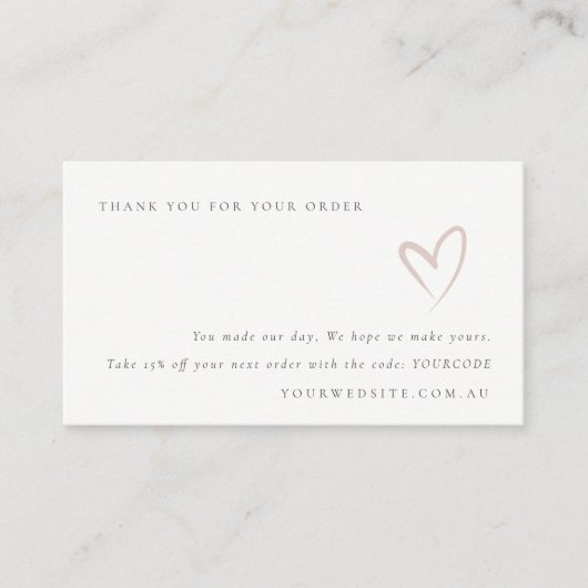 Minimal Blush Herzlichen Dank für Ihre Bestellung Visitenkarte (Vorderseite)