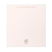 Minimal Blush Notepad with Monogram Desk Pad Notizblock (Vorderseite)