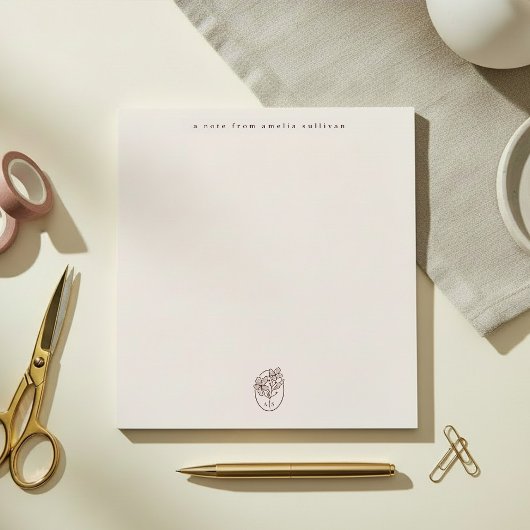Minimal Blush Notepad with Monogram Desk Pad Notizblock