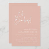 Minimal Blush Pink Babydusche Einladung (Vorne/Hinten)