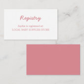 Minimal Blush Pink Babydusche Registrierung Begleitkarte (Vorne/Hinten)