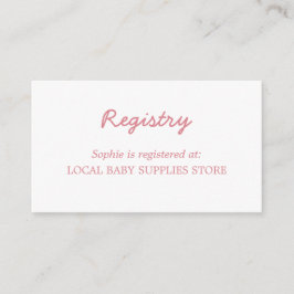 Minimal Blush Pink Babydusche Registrierung Begleitkarte
