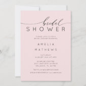 Minimal Blush Pink Bridal Shower Einladung (Vorderseite)
