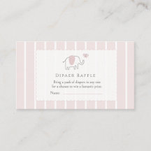 Minimal Blush Pink Elephant Sketch Diaper Raffle