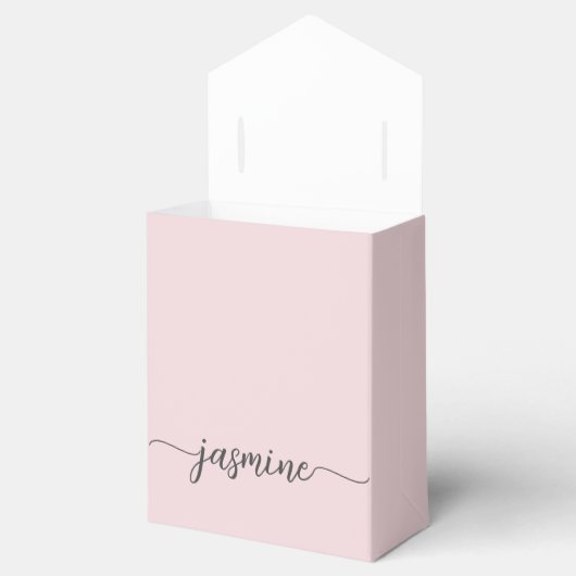 Minimal Blush Pink Girly Monogram Name Script Geschenkschachtel (Geöffnet)