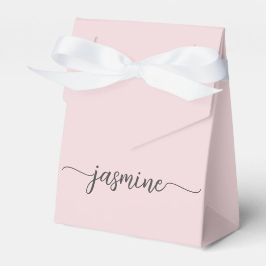 Minimal Blush Pink Girly Monogram Name Script Geschenkschachtel (Vorderseite)