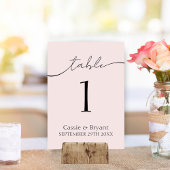 Minimal Blush Pink Hochzeitsstimmung Tischnummer