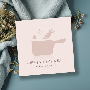 MINIMAL BLUSH PINK PINK PUNKT KOCH CATERING QUADRATISCHE VISITENKARTE