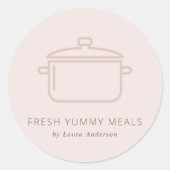 MINIMAL BLUSH PINK PINK PUNKT KOCH CATERING RUNDER AUFKLEBER (Vorderseite)