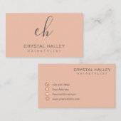 Minimal Blush Script Logo Hairstylist Visitenkarte (Vorne/Hinten)