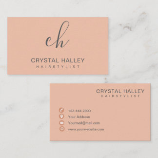 Minimal Blush Script Logo Hairstylist Visitenkarte