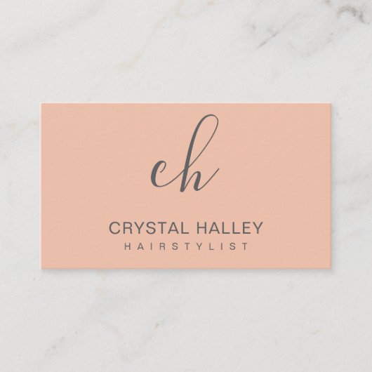 Minimal Blush Script Logo Hairstylist Visitenkarte (Vorderseite)