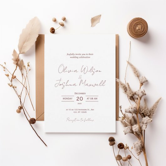 Minimal Blush Script Wedding Invitation | Elegant  Einladung