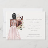 Minimal Blush Wedding Gown Brautparty laden Dankeskarte (Vorderseite)
