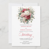 Minimal Bohemian Red Blush Floral Greenery Invites Einladung (Vorderseite)