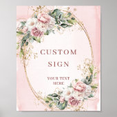 Minimal Bohemian Rose Gold Greenery Custom Sign Poster (Vorne)