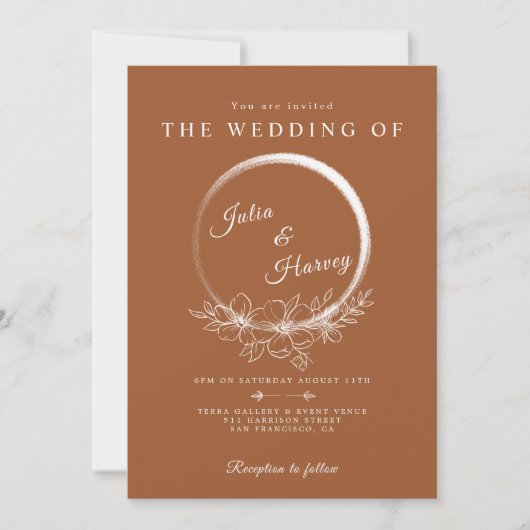 Minimal Bohemisch Burnt Sienna Hochzeitseinladung Einladung (Vorderseite)