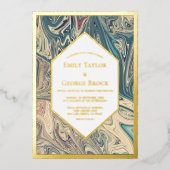 Minimal Bohemische künstlerische Abstrakte Hochzei Folieneinladung (Vorderseite)