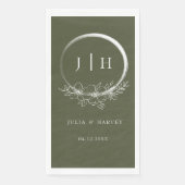 Minimal Bohemische Olive Green Wedding Paper Napki Serviette (Vorderseite)