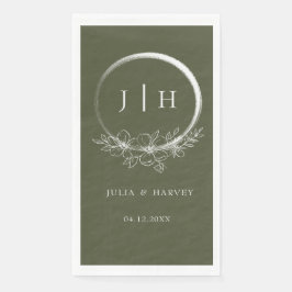 Minimal Bohemische Olive Green Wedding Paper Napki Serviette