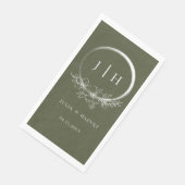 Minimal Bohemische Olive Green Wedding Paper Napki Serviette (Ecke)
