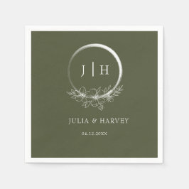 Minimal Bohemische Olive Green Wedding Paper Napki Serviette