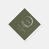 Minimal Bohemische Olive Green Wedding Paper Napki Serviette (Ecke)