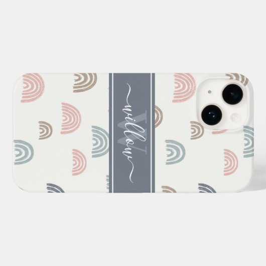 Minimal Boho ästhetische Rainbow Monogram Case-Mate iPhone Hülle (Rückseite (Horizontal))