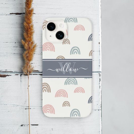 Minimal Boho ästhetische Rainbow Monogram Case-Mate iPhone Hülle