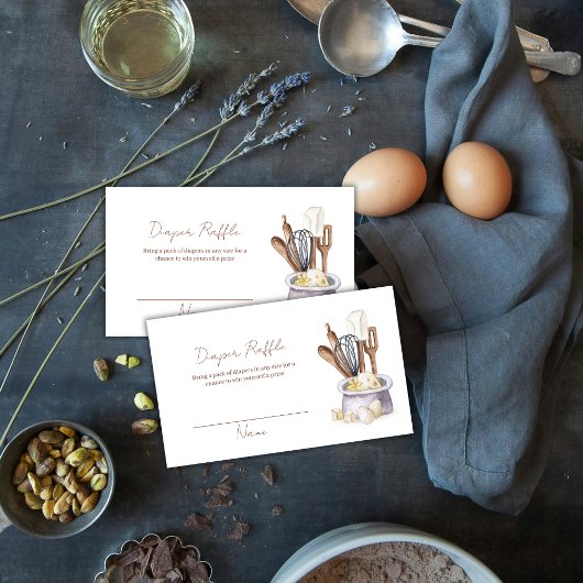 Minimal Boho Bäckerei Koch Diaper Raffle Baby Dusc Begleitkarte