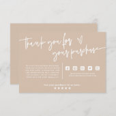 Minimal Boho Beige Earth Danke, Paket einfügen Begleitkarte (Vorne/Hinten)