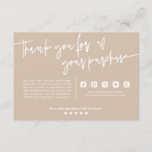 Minimal Boho Beige Earth Danke, Paket einfügen  Begleitkarte