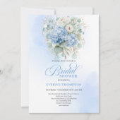 Minimal Boho Blue Floral Bridal Shower Invitation Einladung (Vorderseite)