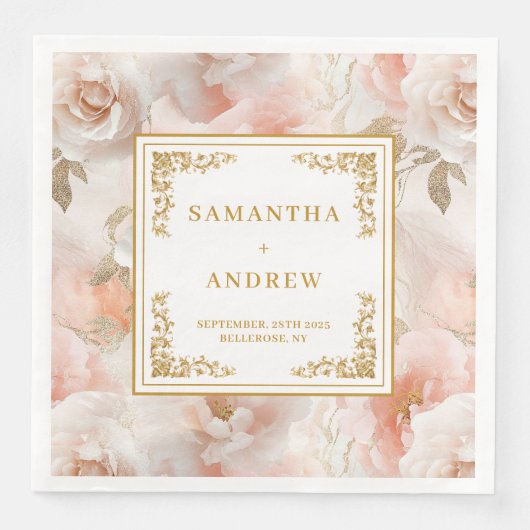 Minimal-Boho blush Elfenbein Aquarellpapierserviet Serviette (Vorderseite)