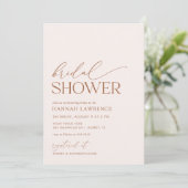 Minimal Boho Blush Pink Brautparty Einladung (Stehend Vorderseite)