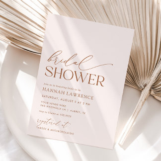 Minimal Boho Blush Pink Brautparty Einladung