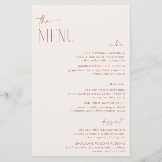 Minimal Boho, Bohemisch, modern, Brautparty Menu (Vorderseite)