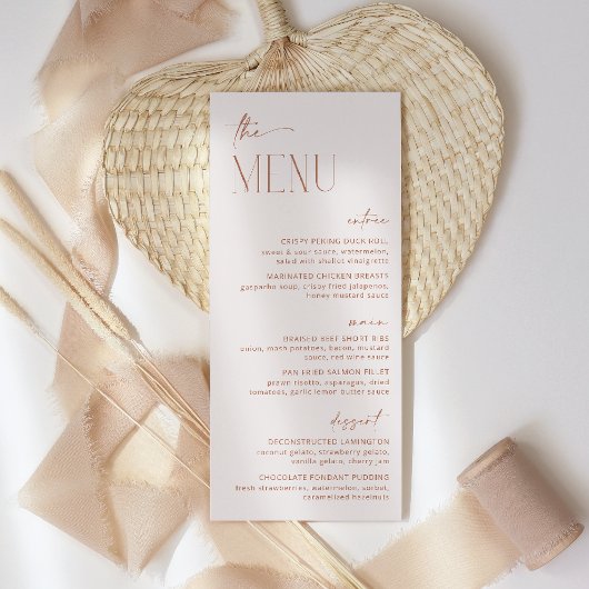 Minimal Boho, Bohemisch, modern, Brautparty Menu Menükarte