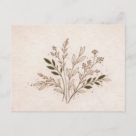 Minimal Boho Botanical Line Art Leaf Illustration Postkarte