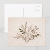 Minimal Boho Botanical Line Art Leaf Illustration Postkarte (Vorne/Hinten)